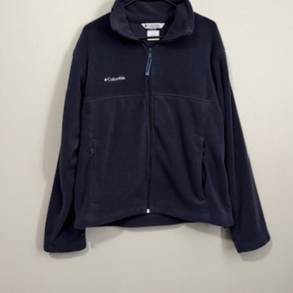 USED Men's Columbia Long Sleeve Full Zip Up Sweatshirt Color Blue Size Medium